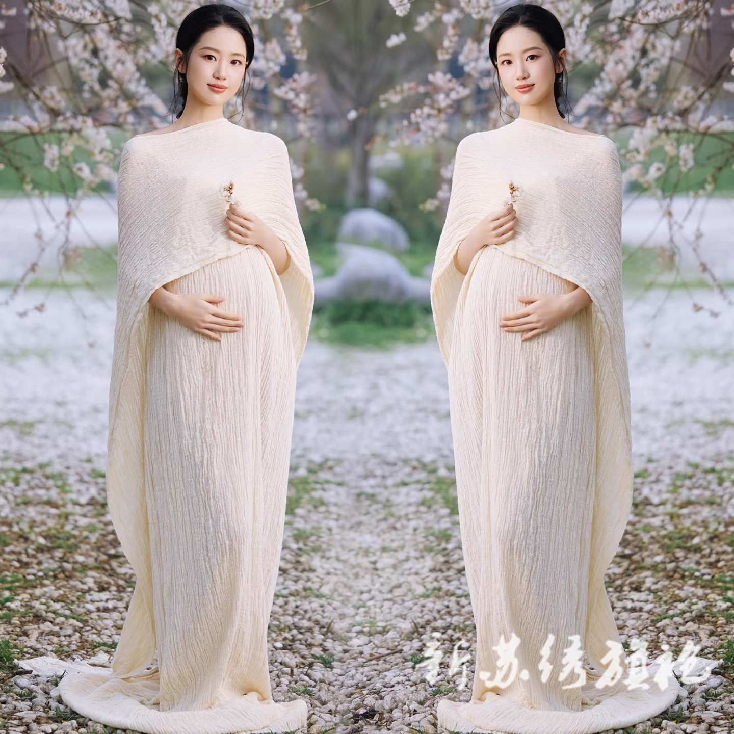 依媚坊孕妇写真法式复古礼服