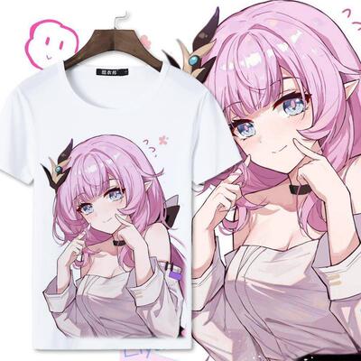 崩坏三游戏粉色妖精小姐爱莉希雅衣服二次元周边短袖t恤男女上衣