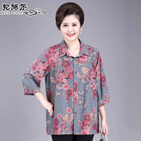 Đầm oversized 200-250 pounds Mẹ trung niên và bà già mùa hè cộng với phân bón XL chất béo áo bà ngoại nửa tay áo - Quần áo của mẹ áo khoác cho mẹ 40 tuổi