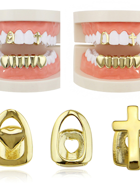 嘻哈牙套 hiphop炫酷金牙套 grillz gold teeth 说唱牙套嘻哈饰品