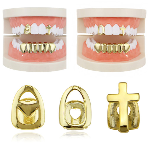 嘻哈牙套 hiphop炫酷金牙套 grillz gold teeth 说唱牙套嘻哈饰品