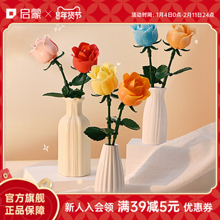 启蒙积木奇妙玩具玫瑰永生积木花拼装益智摆件生日礼物