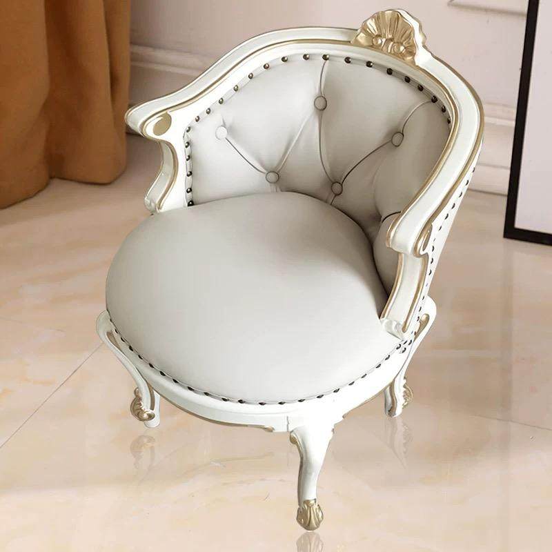 美式法式梳妆凳皮艺实木化妆椅卧室化妆台欧式化妆凳梳妆凳子单人