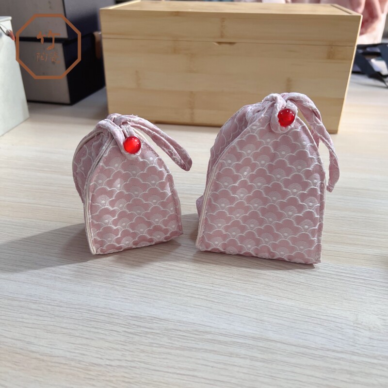 景德镇茶具套盒包装礼品盒建盏单壶盖碗礼盒绒布布袋竹子