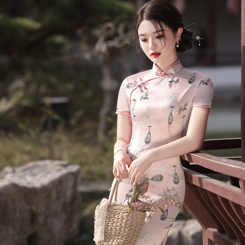 2026年新款夏双层丝绸少女旗袍