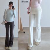 HIPOWER带屁帘假两件微喇裤 子女 健身运动速干弹力高腰显瘦腿长裤