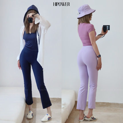 HIPOWER【烟管八分裤】夏季女高腰直筒显瘦瑜伽女提臀运动裤健身