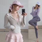 HIPOWER 连帽速干双层网纱外套休闲运动显瘦上衣 失序芭蕾风