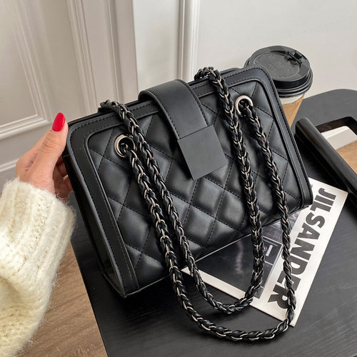 NINEELMS质感包包女菱格链条包