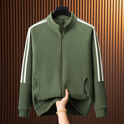 奥粒绒加绒加厚开衫卫衣男款秋冬季保暖拉链立领抓绒衣外套夹克