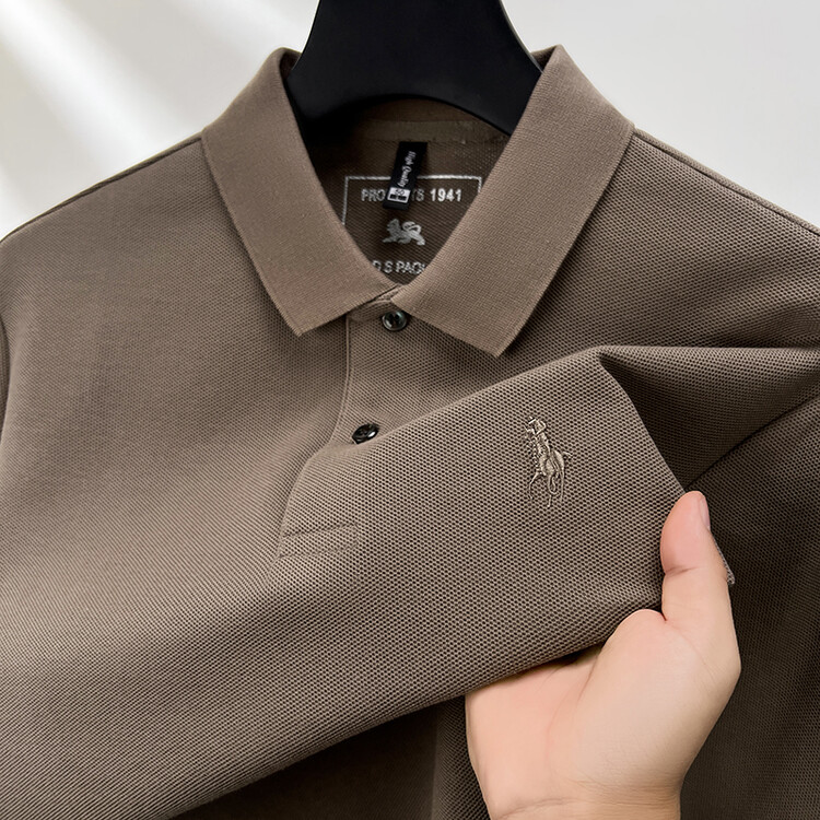 商务轻奢！精梳全棉~高端polo衫秋季男士长袖T恤100%纯棉上衣服