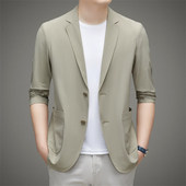 高档西服男2025春夏新款 防晒外套 商务休闲压胶无痕高级感冰丝西装