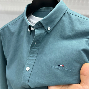 纯棉 新款 牛津纺长袖 男2025秋季 刺绣全棉休闲衬衣磨毛高端 衬衫