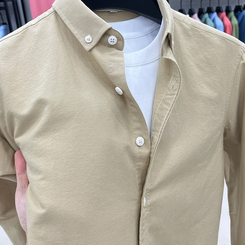 【高端品牌折扣】纯棉长袖衬衫男士春秋季马标休闲牛津纺衬衣t恤