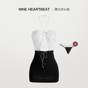 性感ol秘书制服套装女纯欲风火辣串珠挂脖系带火辣夜店蕾丝包臀裙