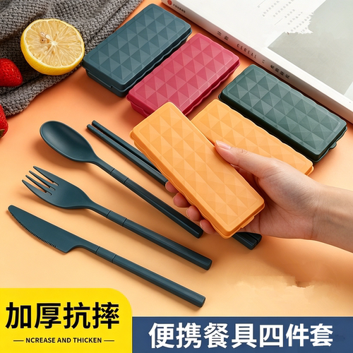 新款自带便捷折叠餐具学生宿舍职工筷叉勺五件套装小巧