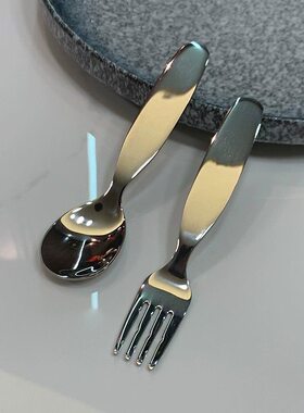 304周岁不锈钢推荐短款可爱勺子叉子小童奶粉甜品水果沙拉