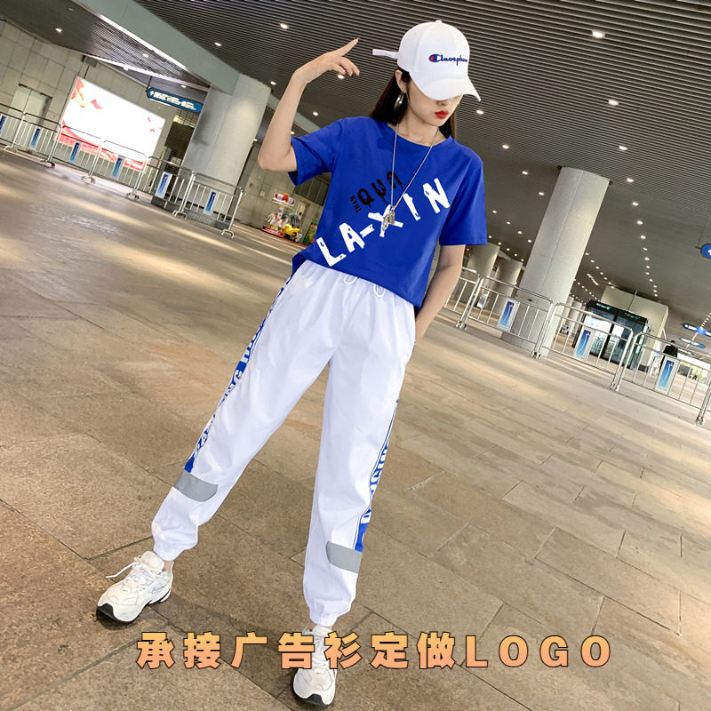 여름 패션 고스트 셔플 댄스 스퀘어 댄스 새로운 재즈 댄스 캐주얼 운동복 스웨트 셔츠 여성 여름을위한 투피스 슈트