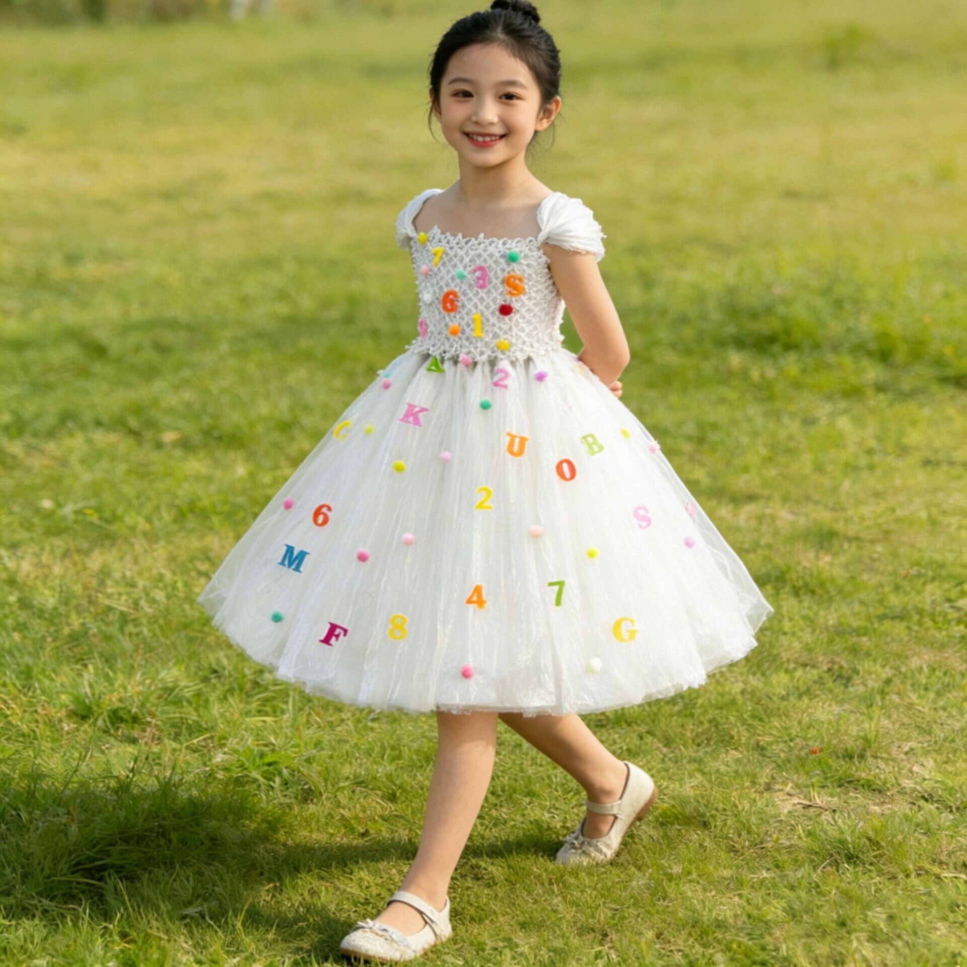 环保服装女童环保时装秀字母数字亲子手工diy衣服创意塑料袋走秀