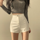高腰紧身弹力百搭三分休闲包臀性感热裤 新款 夏 女2022韩版 白色短裤