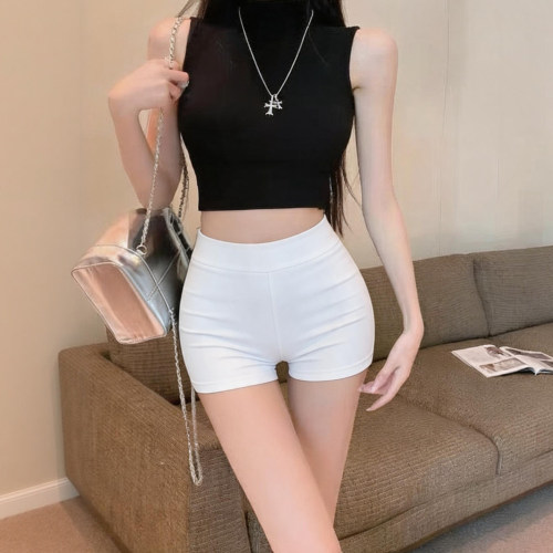 白色短裤女夏季新款2026辣妹高腰包臀百搭三分裤弹力外穿休闲热裤