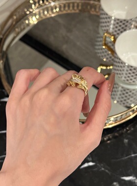 925银缎带】意大利拉丝工艺绸缎裙边设计碎钻新款高级感戒指