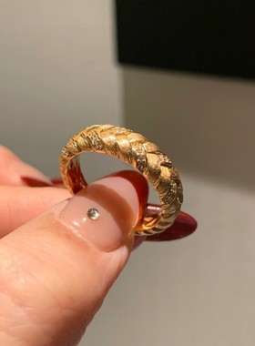 925银戒指辫子】中古vintage布布风复古拉丝工艺丝绸麻花编织钻戒