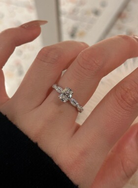 S925银沁雪】小众高级设计感螺旋椭圆鸽子蛋形钻石戒指