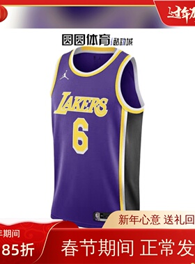 NIKE耐克正品新赛季湖人队詹姆斯6号紫色球衣透气背心 CV9481-513
