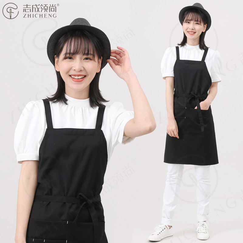 定制休闲透气春夏衬衣长围裙酒店中西餐厅蛋糕烘焙坊服务员工作服