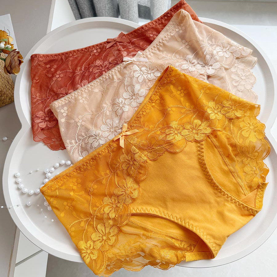 女内裤纯棉透气蕾丝无痕包臀大码