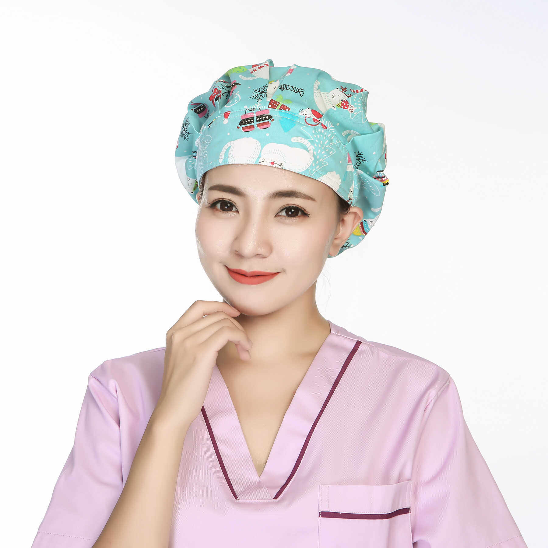 女长发蓬蓬帽厨师防油烟帽厨房小吃店蛋糕店奶茶店防落发工作帽子