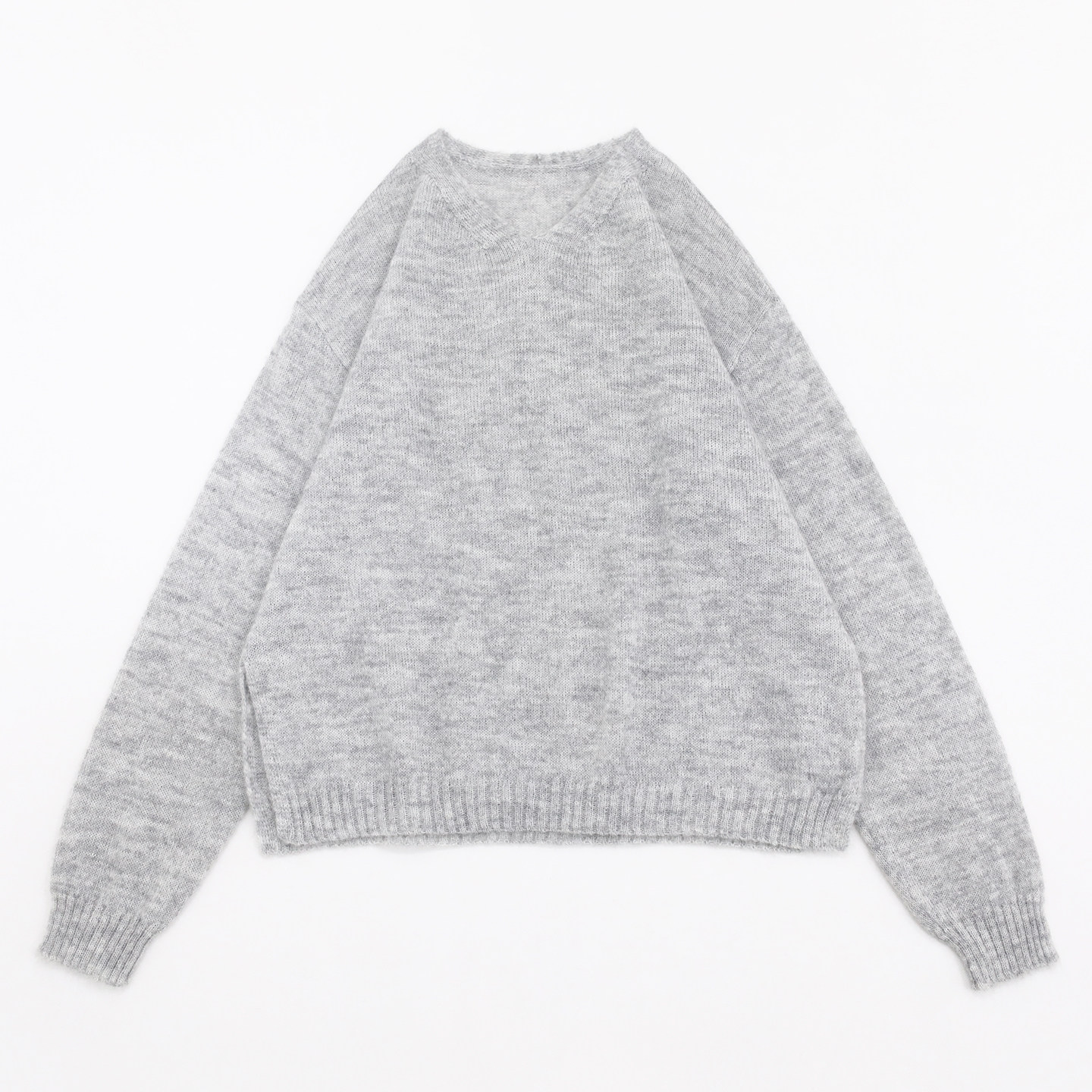 高级灰V领轻薄镂空编织oversize廓形两侧开叉简约气质针织上衣,女装/女士精品,毛针织衫,淘宝优惠券,粉丝福利购,淘宝优惠卷