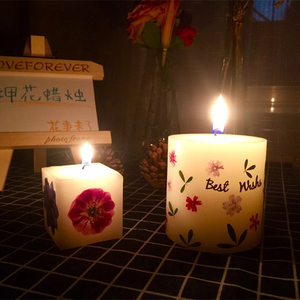 classic经典无烟圆柱方形蜡烛 干花香薰蜡片蜡烛 多尺寸象牙/白色