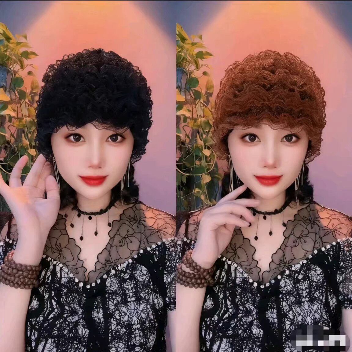 蕾丝花边洋气包头帽遮盖白发妈妈帽四季款中老年帽子女超大弹力帽