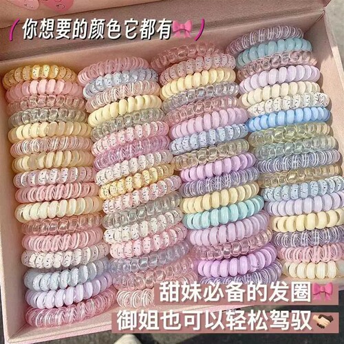 韩式少女风格高品质葡萄椰椰波点电话线夏天清新百搭日常发绳发圈