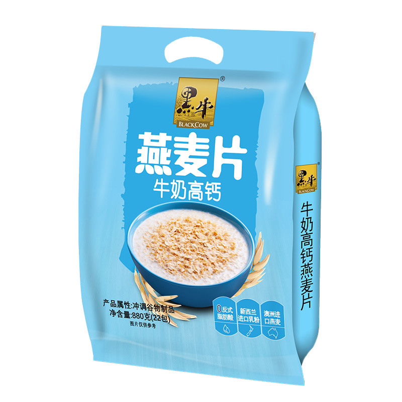 黑牛牛奶高钙燕麦片880g*2袋装