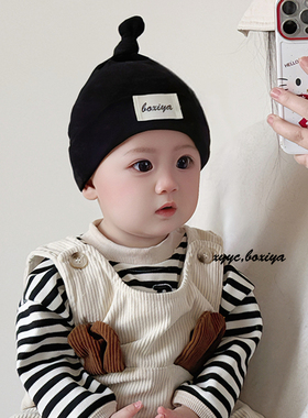 婴儿帽子春秋季新生儿纯棉胎帽初生幼儿男女宝宝无骨满月护囟门帽