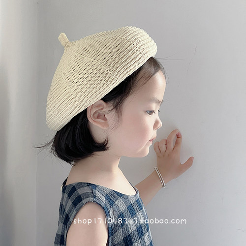 儿童帽子夏季防晒宝宝韩版百搭贝雷帽女孩春秋太阳帽薄透气南瓜帽