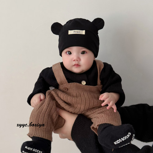 新生儿帽子春秋男女孩婴儿弹力帽子宝宝春天透气无骨卤门满月胎帽