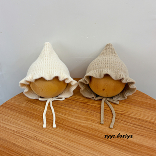 毛线帽小月龄针织弹力护耳帽韩版 宝宝帽子秋冬季 包头帽女婴儿冬款