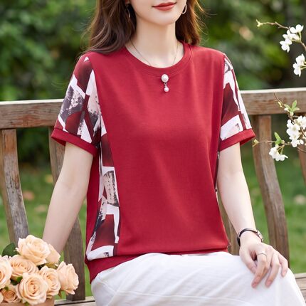 纯棉短袖t恤女装夏季新款洋气妈妈体桖衫大码宽松胖mm遮肚上衣服