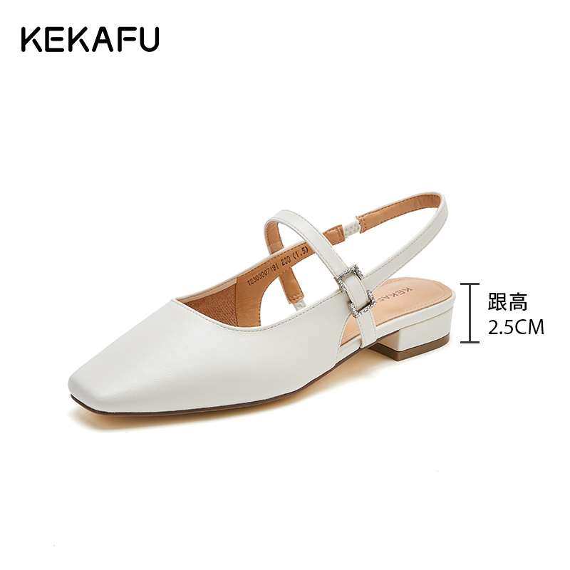 珂卡芙包头凉鞋女夏外穿2023年新款方头凉拖鞋一字带后空单鞋女鞋