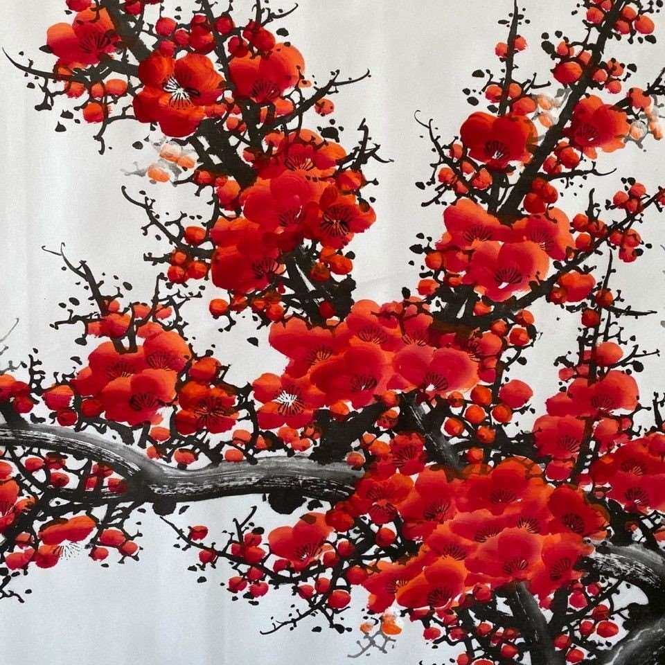 3米半喜上眉梢梅花字画书画国画办公室画山水挂画客厅画山水挂画