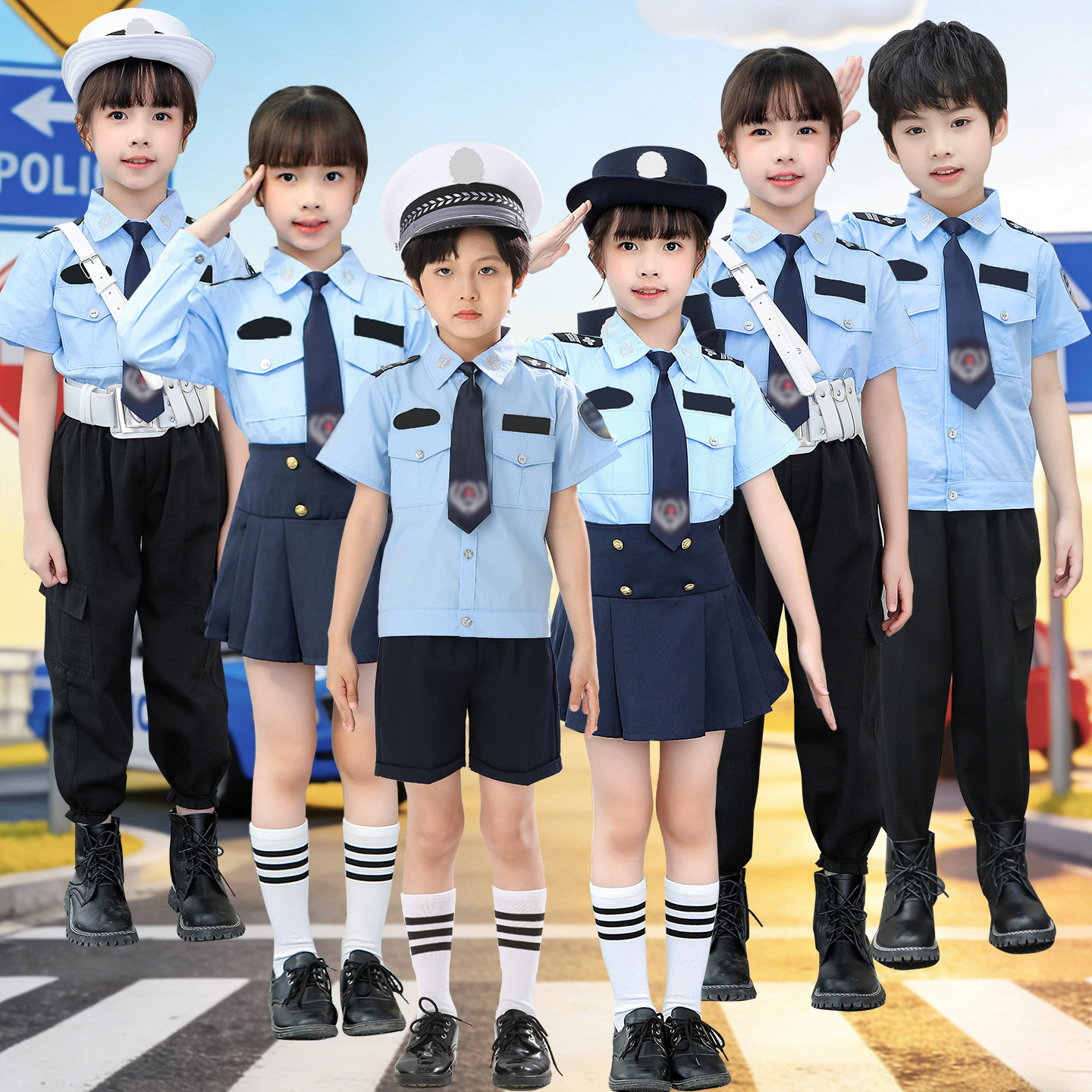 六一儿童演出服警察套装男女童警官服小交警制服角色扮演警长服装