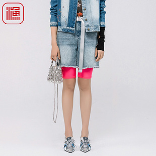 渔女装牛仔裤女年新款时尚潮流毛边休闲短裤FGGB6402