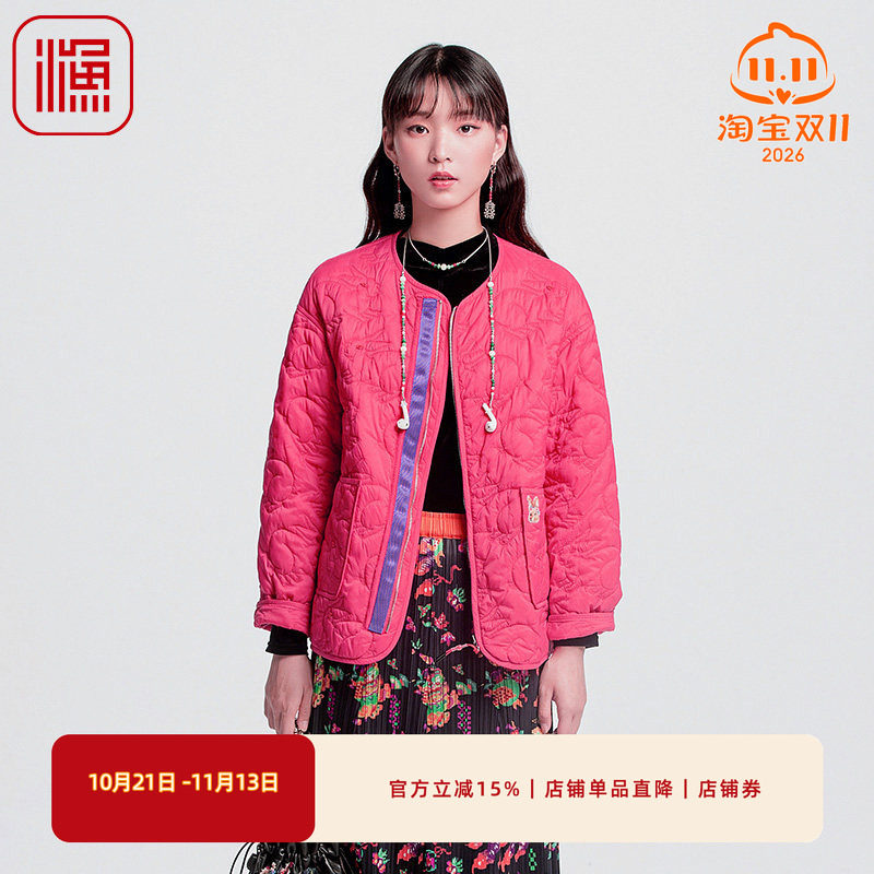 渔牌女装棉服女年新款冬季新中式休闲百搭棉衣短外套FGGD4039