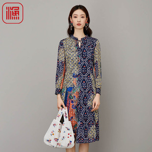 渔牌女装 原创设计波点印花雪纺裙子FGFC0020 连衣裙女夏秋新款