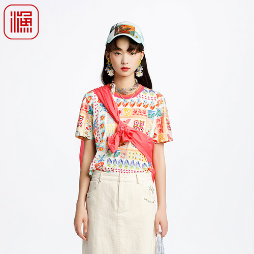 FISHING女装短袖t恤女2025新款印花休闲上衣百搭FGHA2016