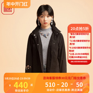 百搭FGEC4046 棉衣个性 绣花连帽小个子短款 渔服饰棉服女2022年新款